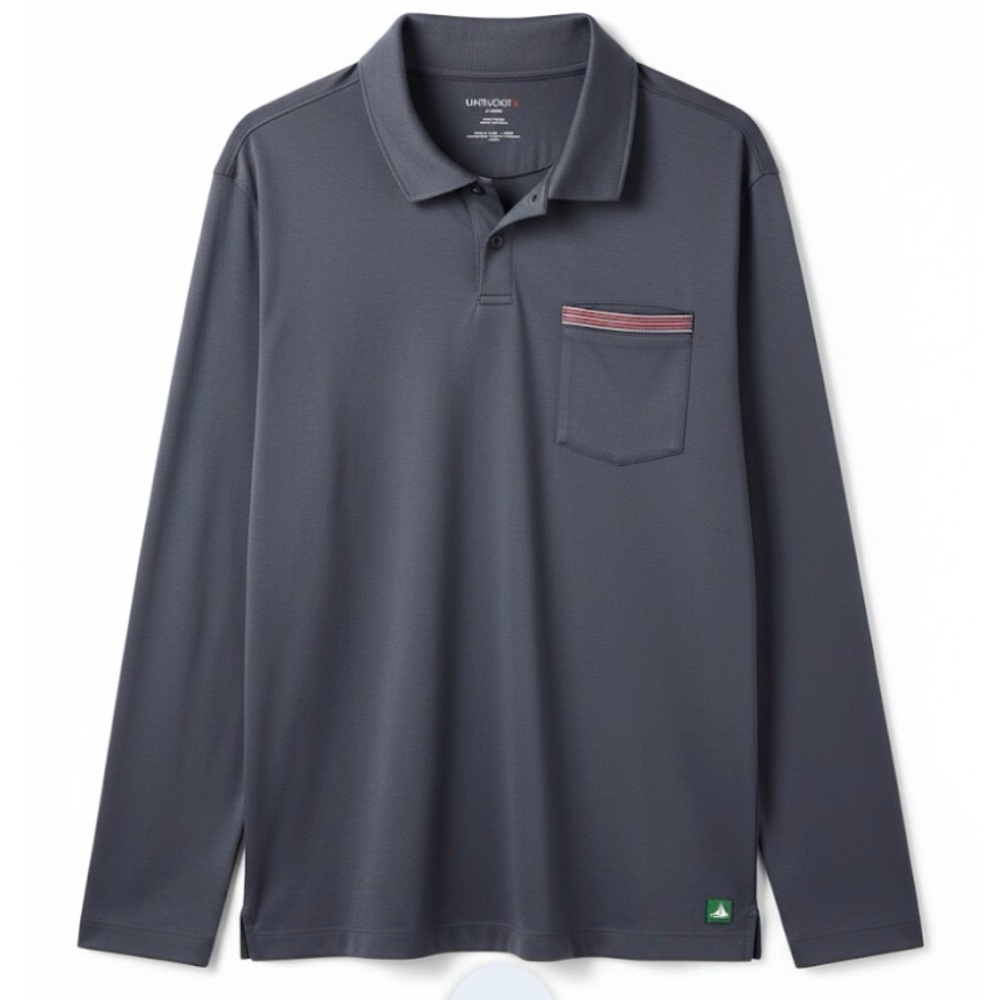UNTUCKit Polo Shirt Mens XL Gray Long Sleeve Damaschino Lightweight Golf